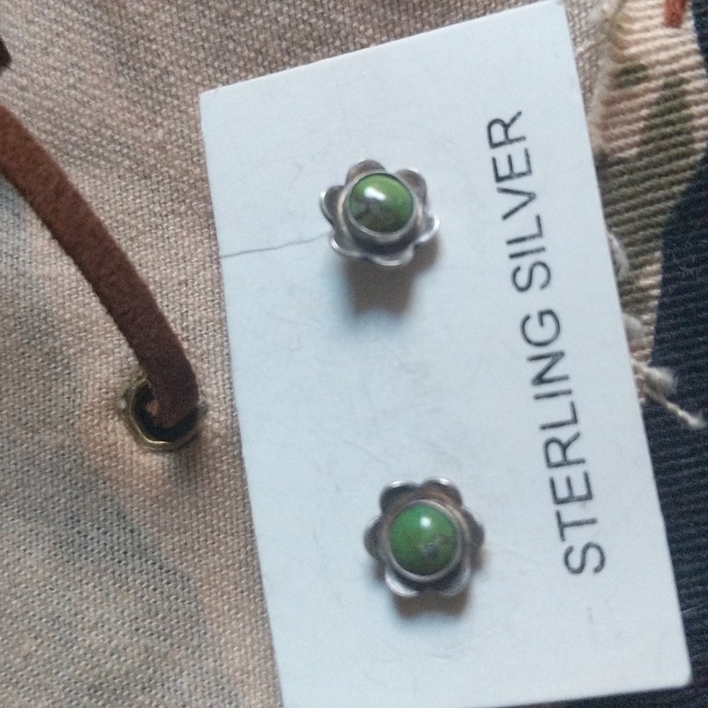 Sterling silver and Sonoran gold turquoise studs - Picture 8 of 8